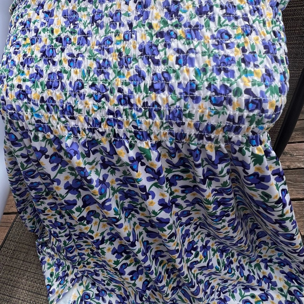 Floral Blue and Green Women's Sundress/Long Top. Size L.